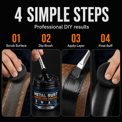 Metal Rust Repair Paste - four application steps