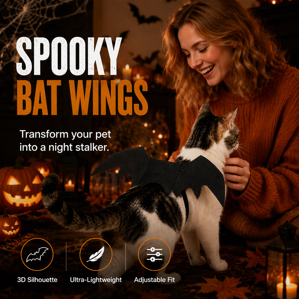 🔥Hot Sale 50% OFF🔥 Halloween Pet Bat Wings – Adjustable Straps, Lightweight Felt, for Cats & Small Dogs, Party & Photo Props 🦇