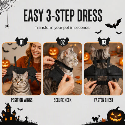 🔥Hot Sale 50% OFF🔥 Halloween Pet Bat Wings – Adjustable Straps, Lightweight Felt, for Cats & Small Dogs, Party & Photo Props 🦇