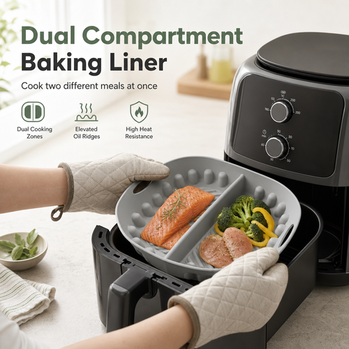 🔥 Limited-Time 50% OFF —Reusable Divided Air Fryer Silicone Liner