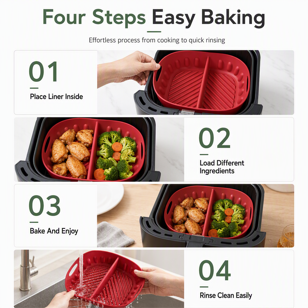 🔥 Limited-Time 50% OFF —Reusable Divided Air Fryer Silicone Liner