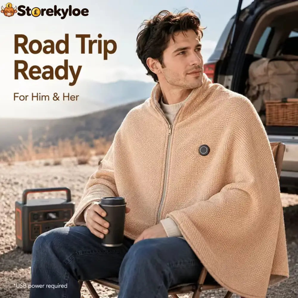 Wearable Heated Shawl 3 Heat Levels Portable Thermal Wrap