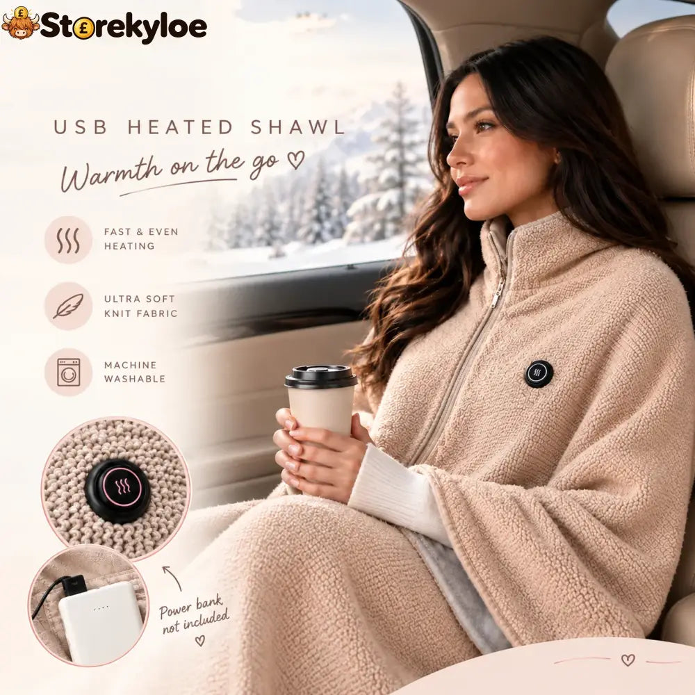 Wearable Heated Shawl 3 Heat Levels Portable Thermal Wrap